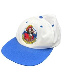 Vintage 90s Captain Morgan Adventures In Taste Snapback Hat White Blue Mens Cap